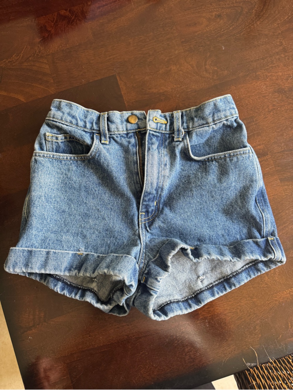 American Apparel Blue High-Waist Denim Jean Shorts